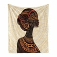 thumbnail image 1 of African Soft Flannel Fleece Throw Blanket, Hand Drawn Illustration Profile Portrait Ornaments Folk Art, Cozy Plush for Indoor and Outdoor Use, 50" x 70", Multicolor, by Ambesonne, 1 of 6