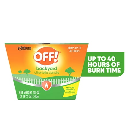 OFF! Scented Citronella Candle, 18 oz, 1 Count, Backyard Outdoor Candle, Burn Time up to 40 Hours, Provides Ambiance and a Gentle Glow for Outdoor Occasions