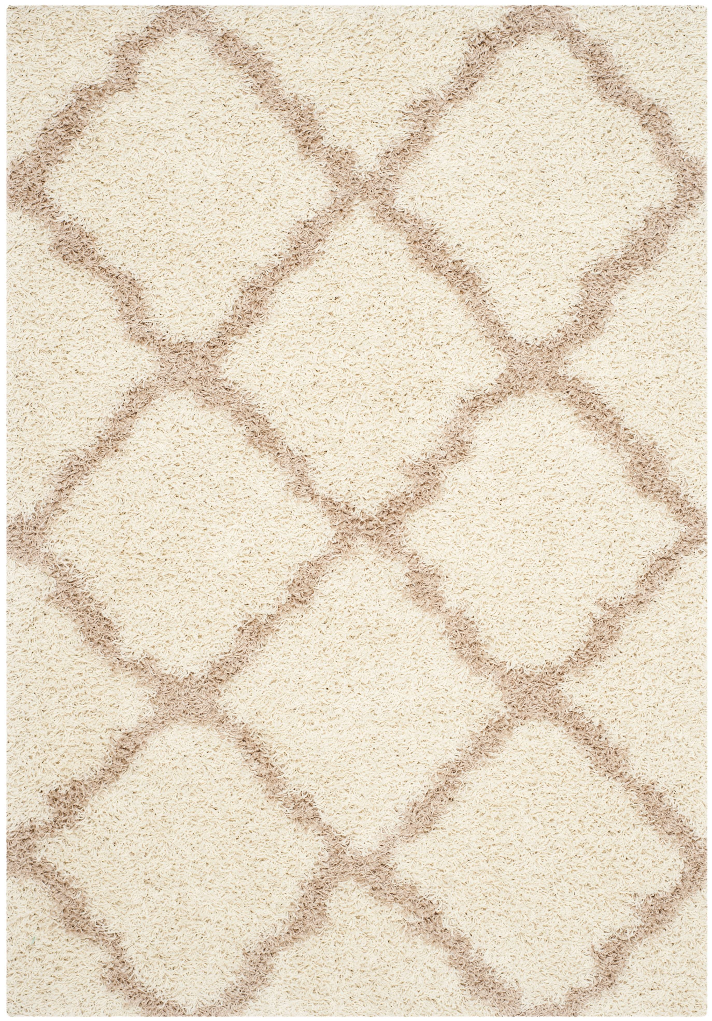 SAFAVIEH Daley Geometric Plush Shag Area Rug, Ivory/Beige, 6' x 9'