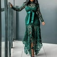thumbnail image 4 of Gibobby Vestidos para Mujer Vestido maxi asimétrico con cordones huecos para mujer Vestido de fiesta de encaje sexy Vestido de noche(Verde,M), 4 of 5