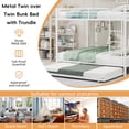 thumbnail image 3 of Miniyam Metal Full over Full Bunk Bed with Trundle, Space Saving Bunk Bed Frame with Ladder and Guardrails for Dorm, Apartment, White, 3 of 7