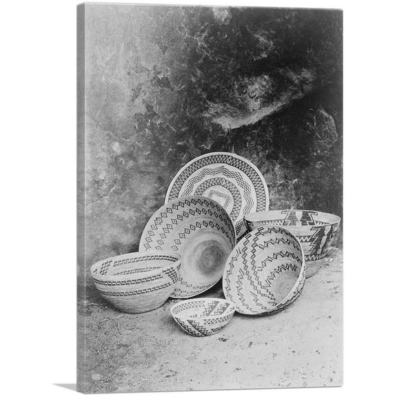 ARTCANVAS Yokuts Baskets Canvas Art Print by Edward S. Curtis - Size: 12" x 8" (0.75" Deep)