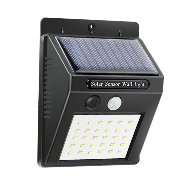 Lámpara de pared solar luminosa de tres lados 30+5+5 LED, luz de jardín impermeable para exteriores, luz de emergencia, luz de pasillo