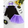 thumbnail image 3 of ENFLASH Newborn Baby Girl Halloween Outfit Colorful Skeleton Halloween Clothes Long Sleeve Romper+Tutu Skirt+Headband 3Pcs, 3 of 9