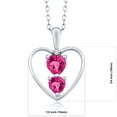 thumbnail image 2 of Gem Stone King 925 Sterling Silver Pink Created Sapphire and White Diamond Pendant Necklace for Women (1.11 Cttw, Gemstone September Birthstone, Heart 5MM and 4MM, with 18 inch Silver Chain), 2 of 3