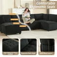 thumbnail image 4 of Villeston U-Shaped Sectional Sofa for Living Room, 4 Seat Sofa Couch with Double Chaise,Black, 4 of 9