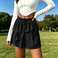 thumbnail image 5 of Stylish Layered Shorts for Women Loose Elastic Waist Straight Leg Drawstring Casual Shorts, 5 of 6