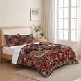 thumbnail image 5 of King Quilt Set 96''x106'', Red Boho Lightweight Bedspread Coverlet Set with 2 Pillow Shams, Contemporary Abstract Ethnic Retro Geometric Breathable All Season Quilt Bedding for Bedroom/Guest Room, 5 of 9