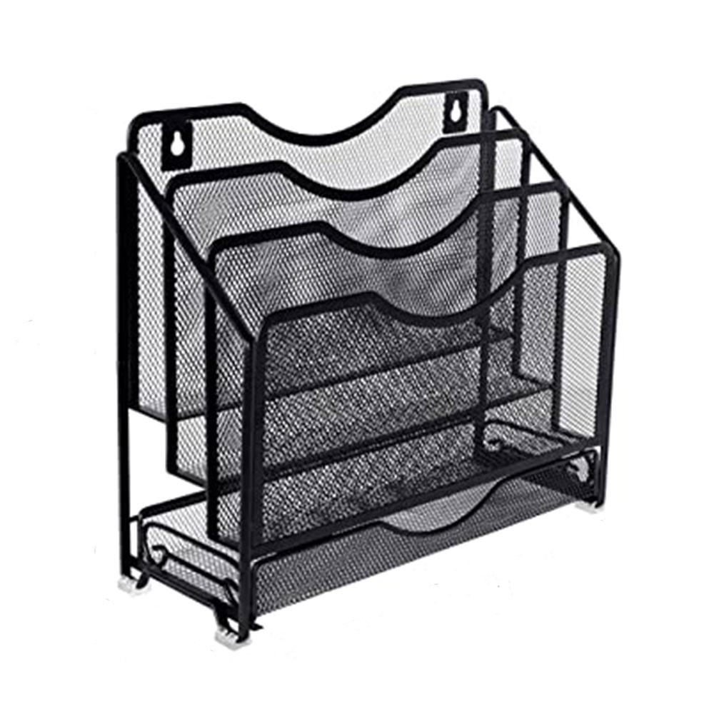 PEACNNG Desktop/Wall Mounted File Holder Organizer with Drawer, Black