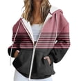 thumbnail image 2 of Women's Color Block Zip Up Hoodie, Pullover with Drawstring Hood and Front Pockets, Casual Long Sleeve Sweatshirt, Soft Lightweight Streetwear Top for All Seasons Pink M, 2 of 5
