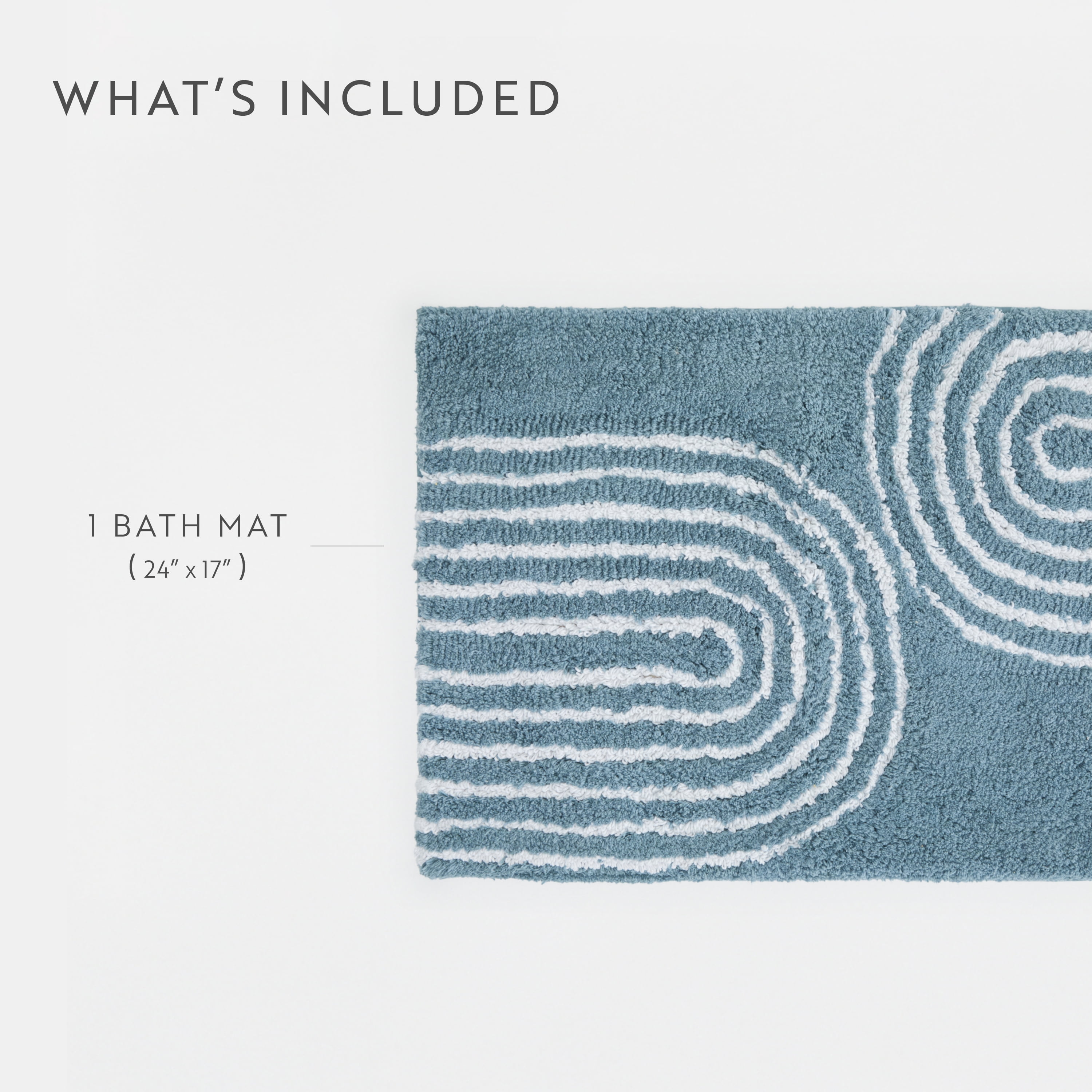 100% Cotton Modern Patterned Bath Mat by Comfort Canopy, Light Blue Geometric, 24" x 17"