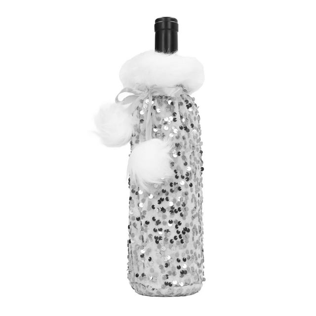 Bottle Cover, Christmas Wine Bottle Cover Exquisite Shiny Decorative For Decorations Red,Gold,Silver,Rose Gold