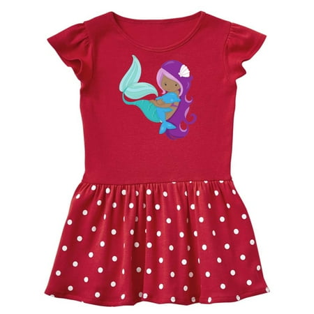 

Inktastic African American Mermaid With Purple Hair Dolphin Gift Baby Girl Dress