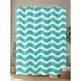 thumbnail image 4 of Geometric Striped Pattern Shower Curtain, Turquoise White Wave Pattern Bathroom Decor Curtains Set with Hooks, Waterproof Fabric Home Accessories， Stall 36 X 78 Inch, 4 of 6