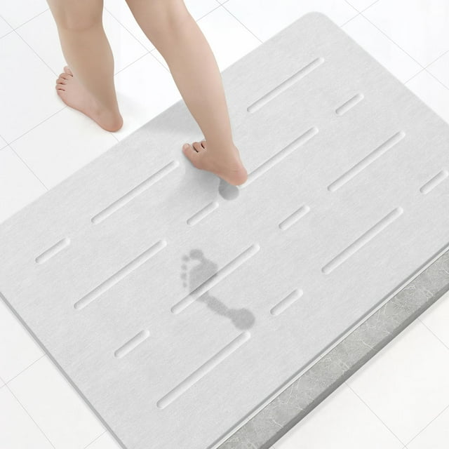 Alfombra de baño OTHWAY, piedra grande, 80 x 50 cm, color tierra de diatomeas, color blanco
