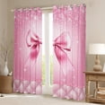 thumbnail image 2 of Castle Fairy Cartoon Ribbon Bow Black Out Curtains for Kids Children Teens,Bling Pink Glitter Curtains Pack of 2 (42x63 Each),Geometric Plaid Bedroom Curtains,Ultra Soft Home Decor, 2 of 6