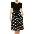 thumbnail image 5 of Moa Collection Women's A-Line Dress Puff Sleeves and Keyhole Front Casual Chic with Side Pock, 5 of 6