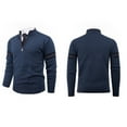 thumbnail image 6 of Qulqfy Blue Men Sweater Fall Quarter Zip Casual Knit Pullover Winter Business Long Sleeve Sweaters Mens Shirts L, 6 of 6