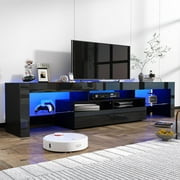 ChVans LED TV Stand for 80/90/100 inch TV, High Glossy Modern Entertainment Center with Drawer and LED Lights