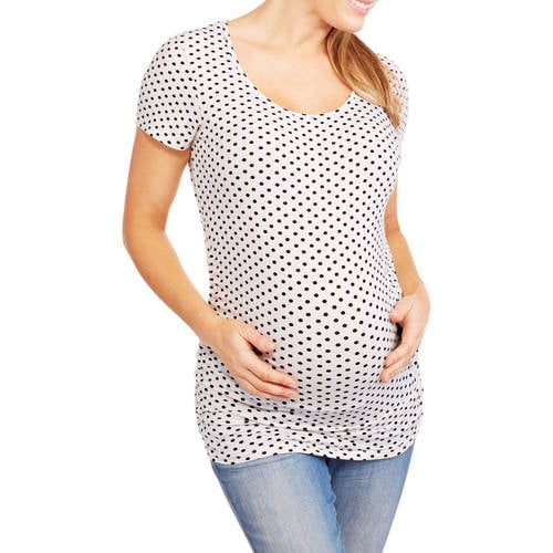 Maternity cap sleeve polka top with ruched sides-- Available In Plus ...