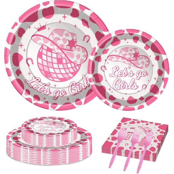 96 Pieces Purple and Silver Birthday Plates and Napkins Party Tableware Set with Happy Birthday Party Decorations,Paper Plates,Napkins and Forks for 24 Guests