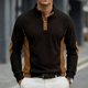 thumbnail image 2 of Tops de Verano de Manga Larga para Hombres Cuello de Pie Color Bloque Botón Abajo Camisa, Tops de Manga Larga Patchwork Blusa Casual con Ajuste Relajado, Chaqueta de Moda Ligera, 2 of 8