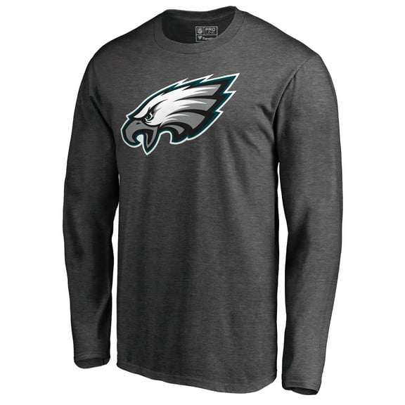 Men's Heathered Charcoal Philadelphia Eagles Primary Logo Long Sleeve T-Shirt