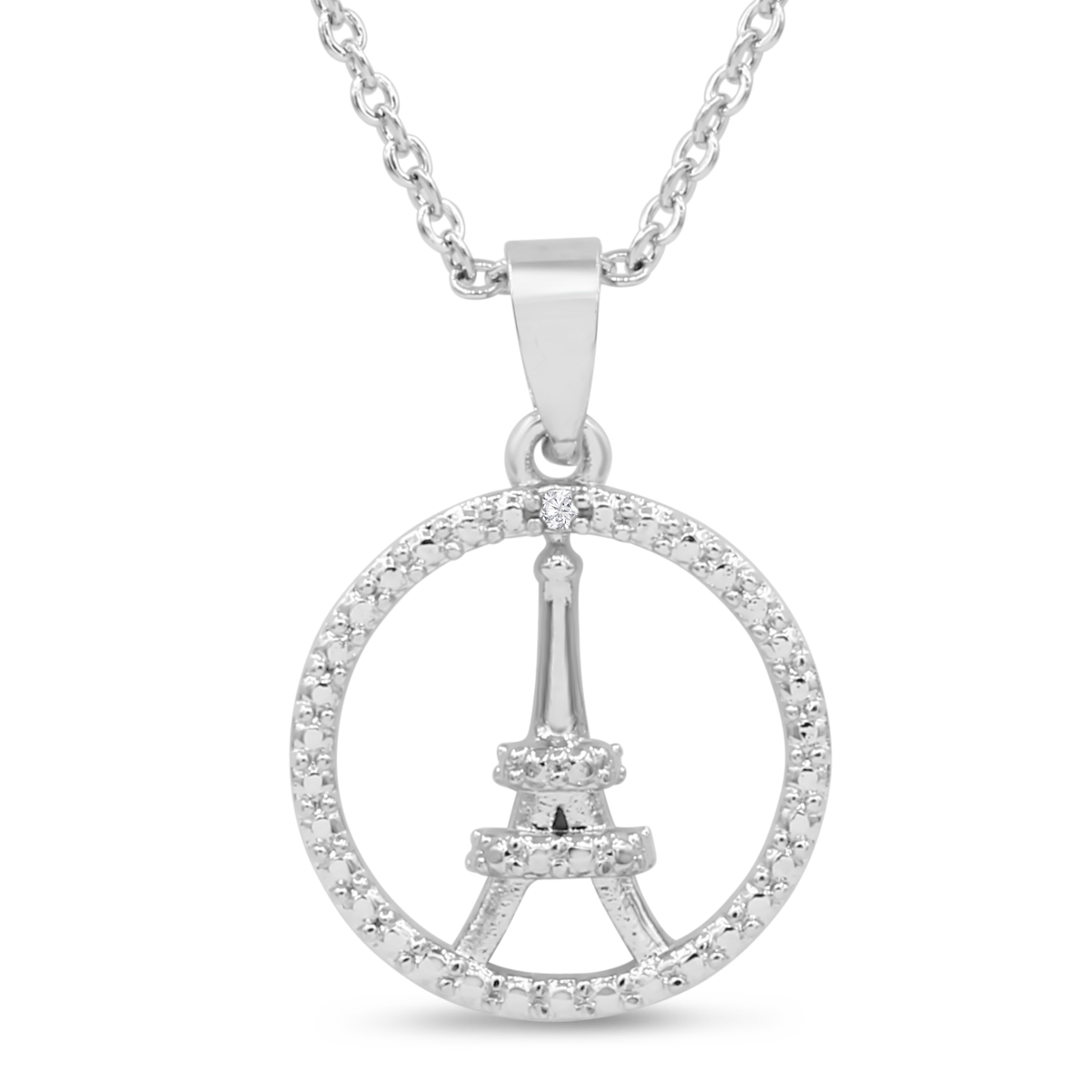 SuperJeweler One Diamond Eiffel Tower Necklace 18 Inches