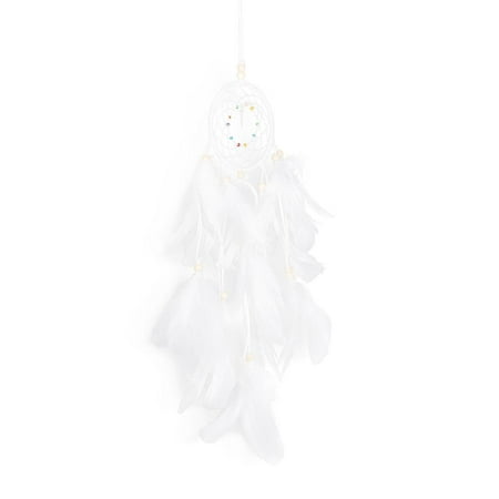 

VAKIND Feathers Dream Catcher LED Light String Home Bedroom Hanging Decor (White)