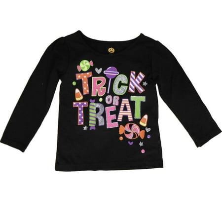 Infant & Toddler Girls Black Halloween Tee Shirt Trick or Treat T-Shirt
