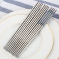 thumbnail image 1 of 3 Pairs Stainless Steel Reusable Flower Printed Non-slip Chopsticks Tableware, 1 of 9