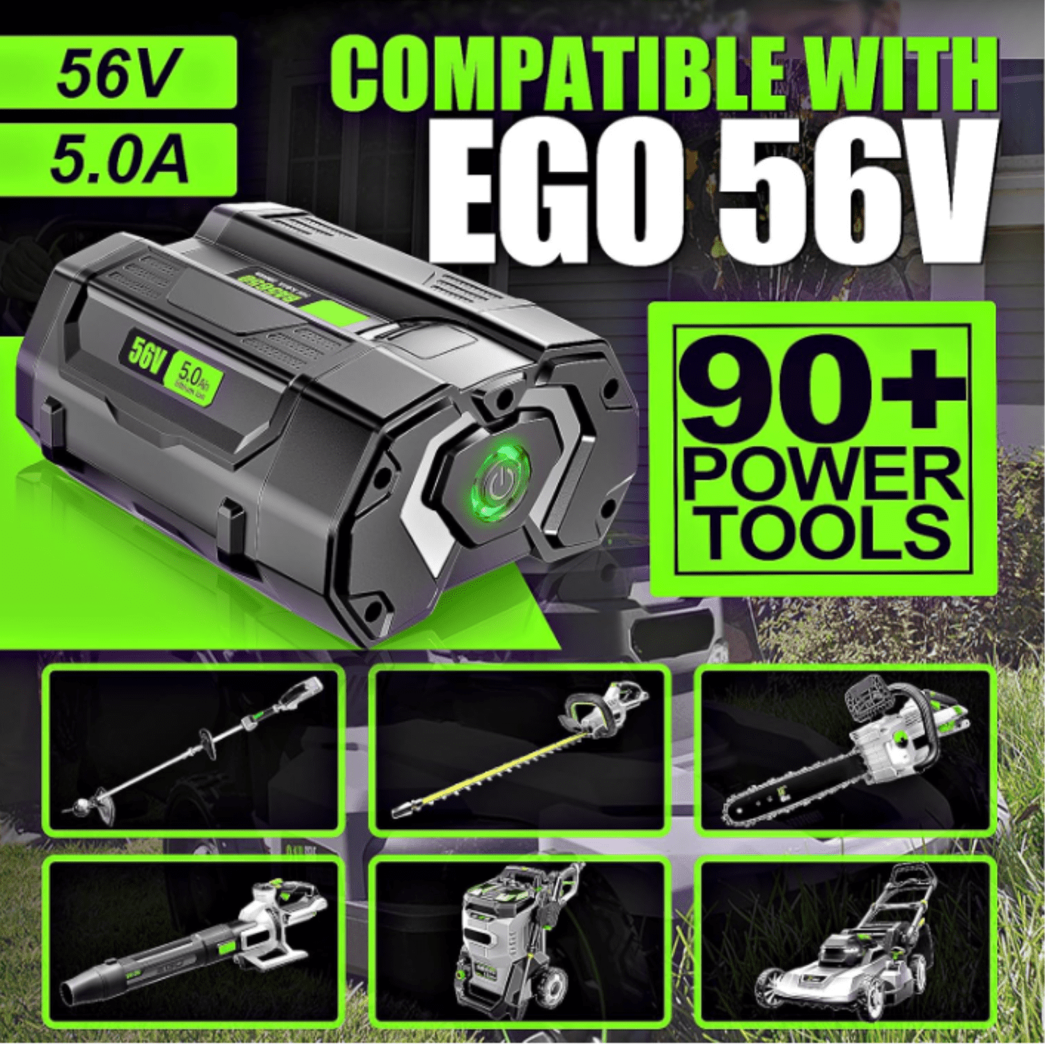 5.0Ah Replacement for EGO BA5600T 56V Battery Compatible with EGO 56 Volt Lithium-Ion Battery Power Tools