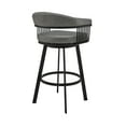 thumbnail image 3 of Armen Living Indoor Bronson 25" Counter Height Swivel Bar Stool in Black Finish and Gray Faux Leather, 3 of 9