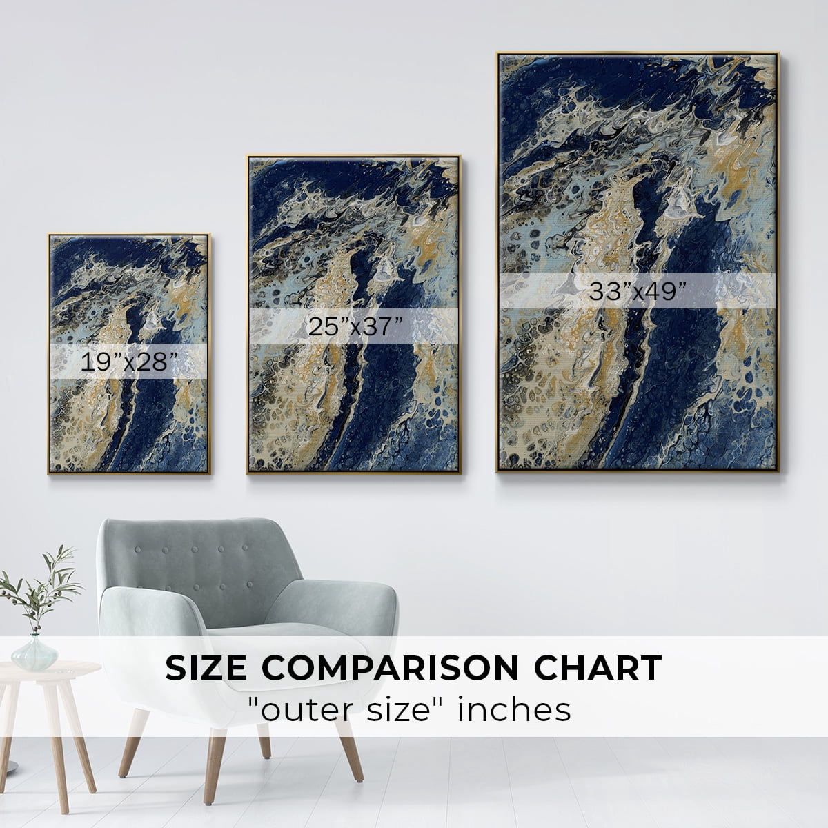 C39 Framed Premium Gallery Wrapped Canvas - Ready to Hang - 27 x 41 - Gold Floating Frame