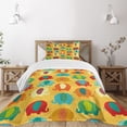 thumbnail image 3 of Ambesonne Jungle Quilted Bedspread Set 2 Pcs, Elephants Ornaments, Twin Size, Multicolor, 3 of 6