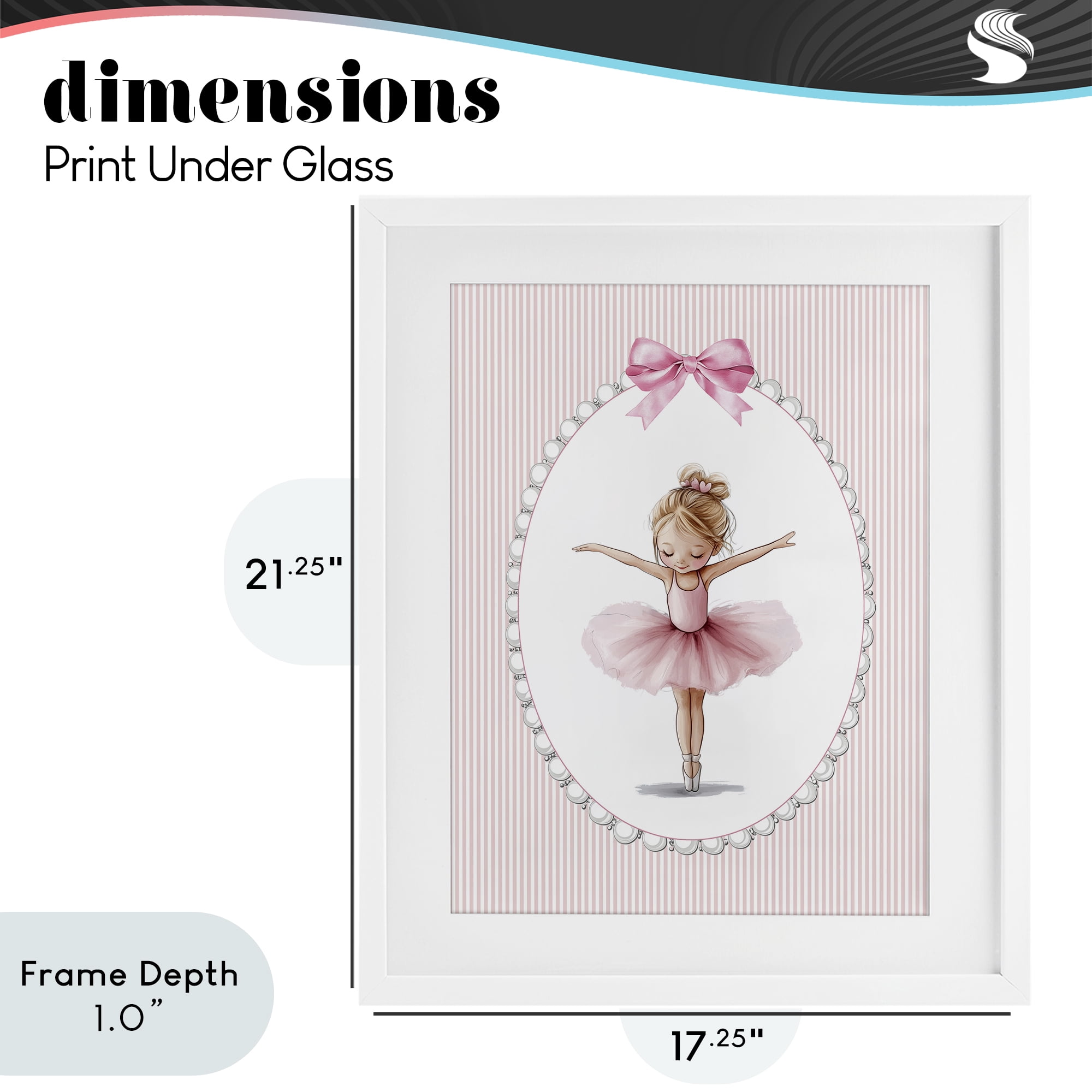 Stupell Industries Dancing Pink Ballerina White Framed Print Under Glass, design by Christine Simpson Art