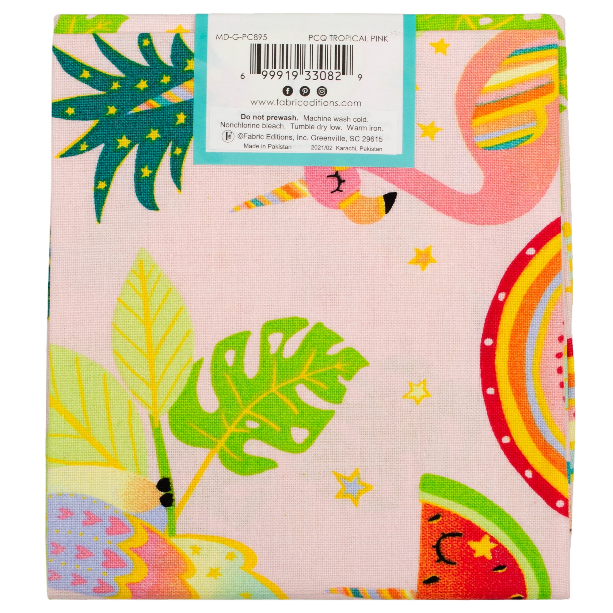 Create It 18"x21" Cotton Tropical Precut Sewing & Craft Fabric, Pink 10 Pieces