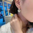 thumbnail image 2 of Fashion Jewelry Sweet Love Full Pearl small hoop 14K gold Earrings Elegant Women Wedding Party Earrings, 2 of 5