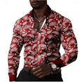 thumbnail image 2 of Camisa de discoteca de moda para hombre, camisa casual con estampado floral retro en 14 colores, camisa de manga larga con solapa y botones, camisa para hombre S-5XL, 2 of 5