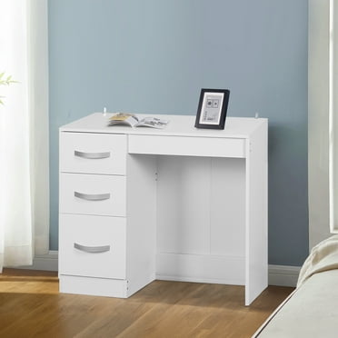 Writing Desk,Sturdy Home Office Table with 3 Drawers,Computer Desk for Small Spaces,White