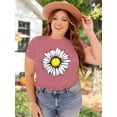thumbnail image 6 of XCHQRTI Daisy T Shirts Women Plus Size Graphic Tshirts Casual Short Sleeve Oversized Tee, 6 of 7