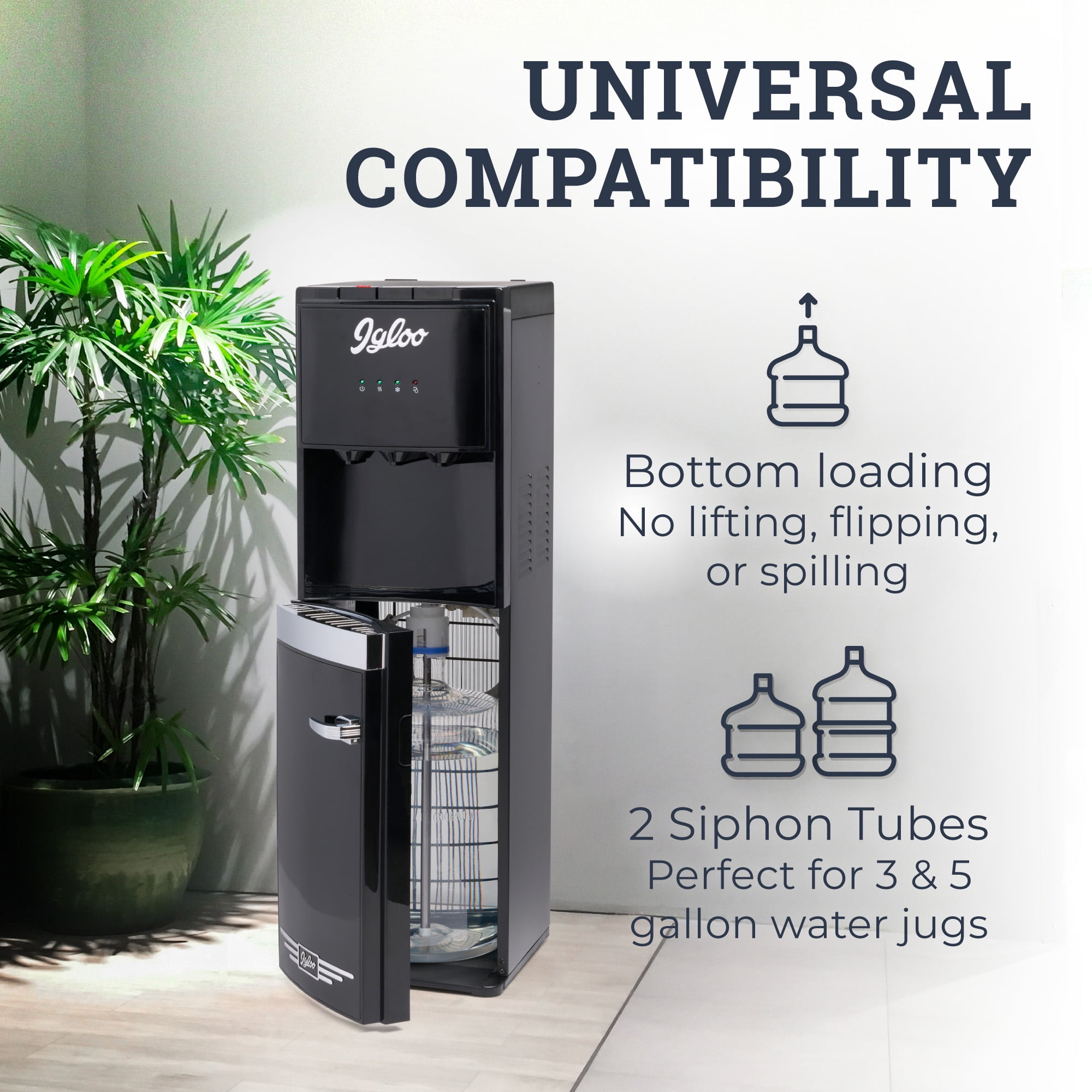 Igloo Retro Hot, Cold & Room Temperature Bottom-Load Water Dispenser, Black