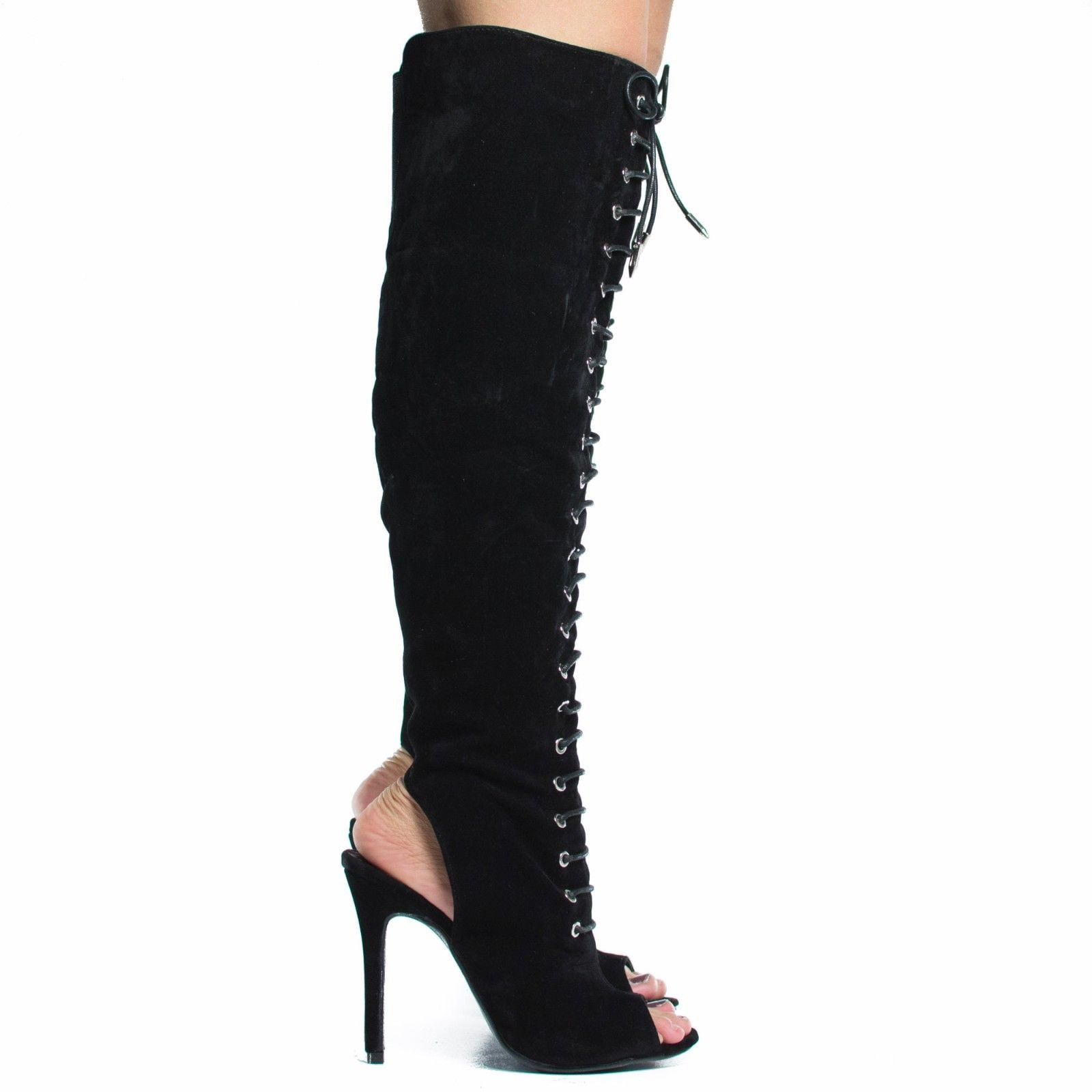 Thigh High Corset Lace Up Boots, Womens 