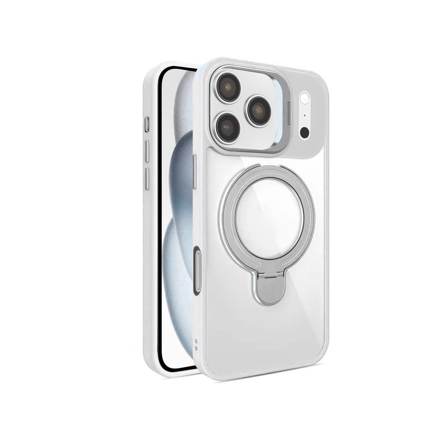 Transparent Magnetic Case with Camera Lens Protection for iPhone 17 Pro Max - Grey