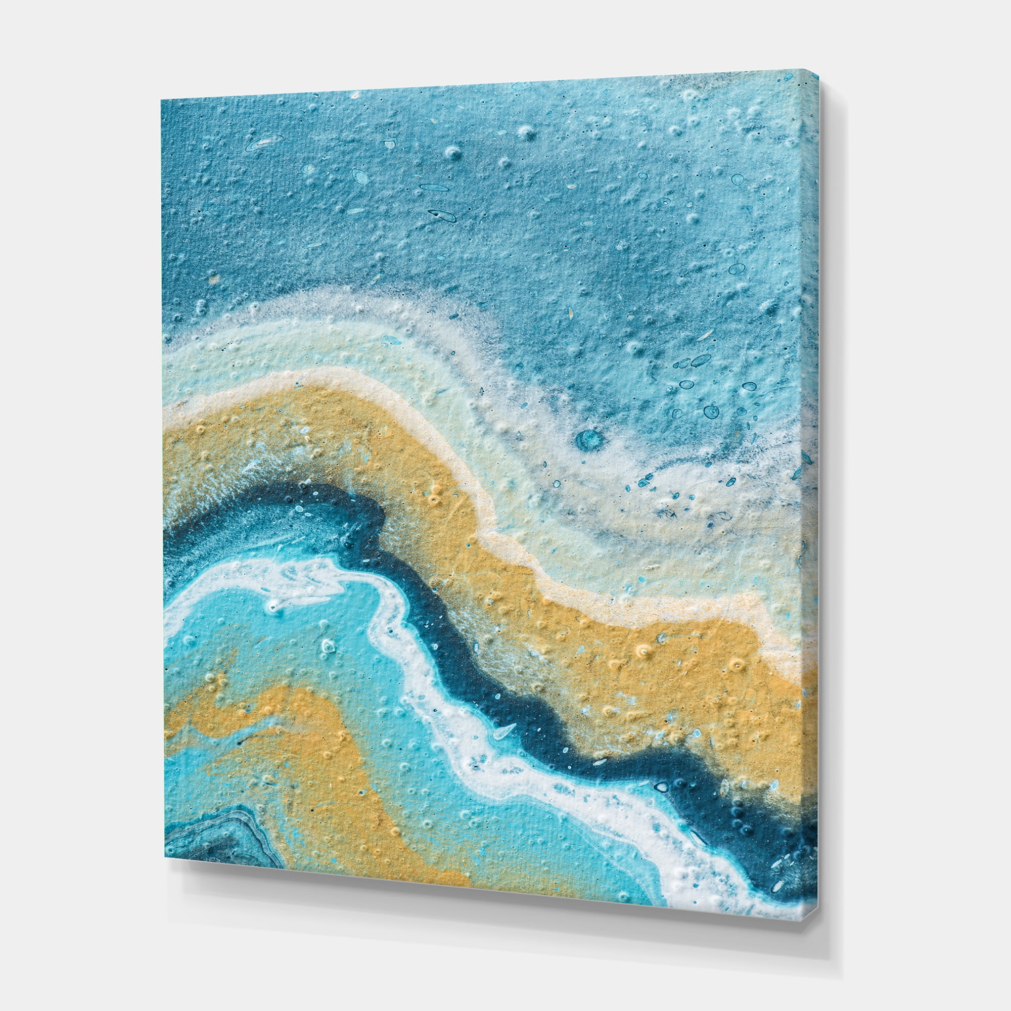 Abstract Composition In Blue and Yellow VI 8 in x 12 in Painting Canvas Art Print, by Designart