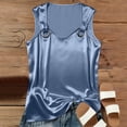 thumbnail image 2 of AKOEE Satin Tank Tops for Women with Metal O-ring Sleeveless Soft Dressy Casual V Neck Summer Blouses (S, Navy), 2 of 7