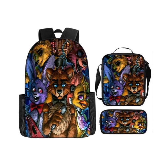 3-piece Backpack Suit Cartoon Game Backpack Pencil Case Lunch Bag Backpack Combination-tueuio1