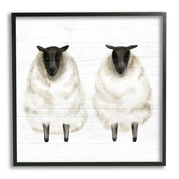 Stupell Industries Two Sheep Standing Rustic Grainy Farm Sign Graphic Art Black Framed Art Print Wall Art, Design by Daphne Polselli