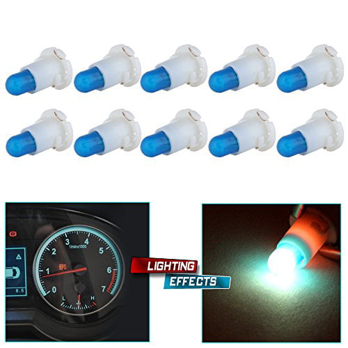cciyu 10 Pack Blue T5 Neo Wedge 3 SMD Led Bulbs A/C Climate Control LED Light Dash Base Light Lamps 12V