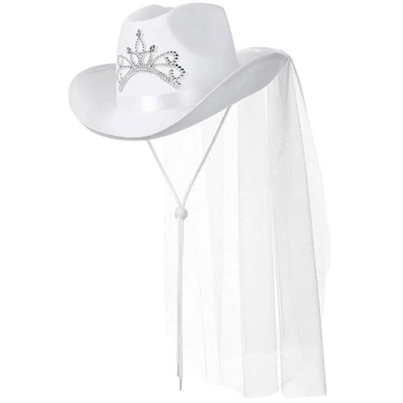 vlrwzc Bridal Cow Hat White Veil Hat Wide Brim Wedding Hat Cute Cow Cap for Bachelorette Party